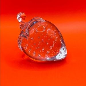 Art Glass Bubble Clear Strawberry Sun Catcher Paper Weight Decor